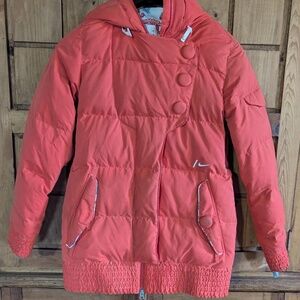 Y2K Vintage Nike puffer. Asymmetrical zip jacket. Coral/Salmon Colored. Blokette